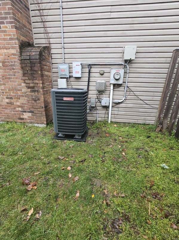 Goodman outdoor heat pump installed at a Maryland home